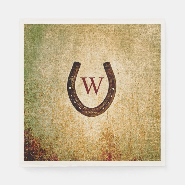 Horseshoe Mit Monogramm Mittag Napkin Serviette (Vorderseite)