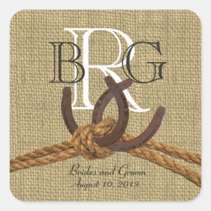 Horseshoe Monogram Quadratischer Aufkleber