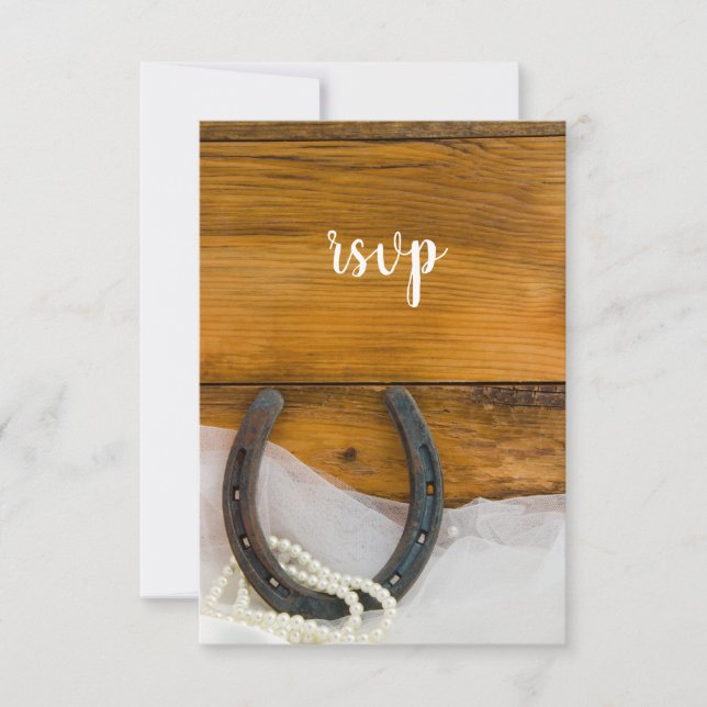 Horseshoe Pearls Country Stall Wedding RSVP Card Karte (Vorderseite)