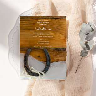 Horseshoe, Perlen, Western aus Holz Einladung