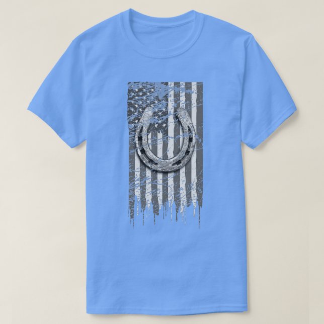 Horseshoe Shirt Horse Lover Gift US Flag Lucky Hor (Design vorne)