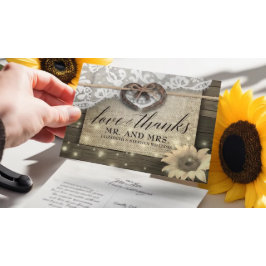Horseshoe Sonnenblume Land Wood Wedding Vielen Dan Postkarte