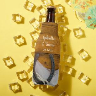 Horseshoe und Perlen Gastgeschenk Hochzeit Western Flaschenkühler