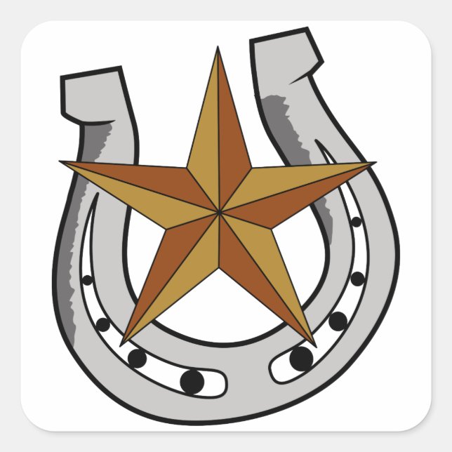 Horseshoe und Star Quadratischer Aufkleber (Vorderseite)