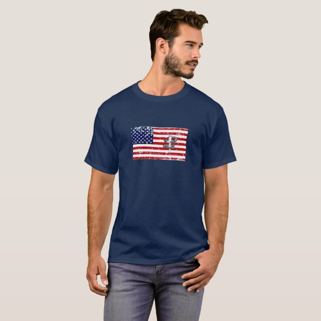 Horseshoe-Werfen Basic Dunkel T-Shirt USA (Vorne ganz)