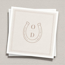 Horseshoe Western Country Brown Monogram Wedding