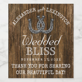 Horseshoes Barn Wood Rustic Country Ranch Hochzeit Weinetikett