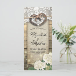 Horseshoes Hydrangea Blume Wood Country Wedding Programm