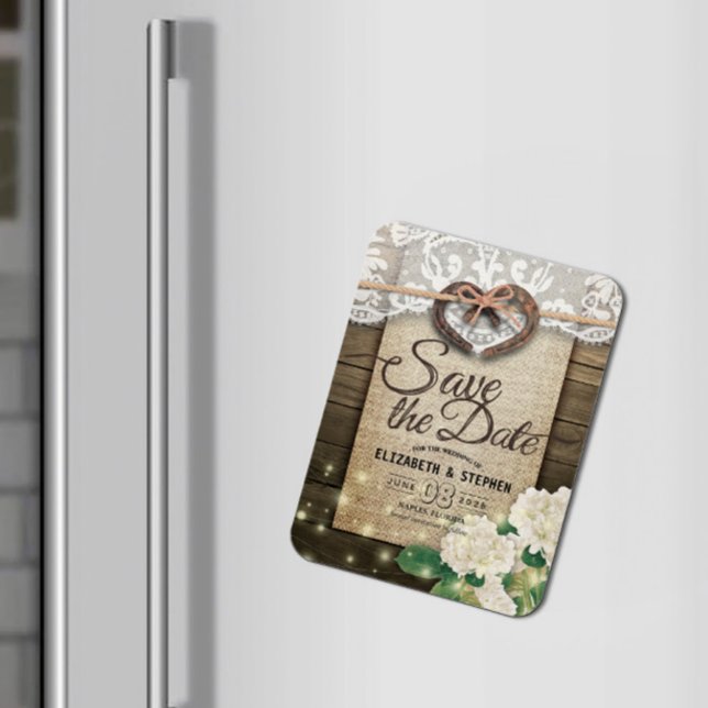 Horseshoes Hydrangea Country Hochzeit Save the Dat Magnet (Von Creator hochgeladen)