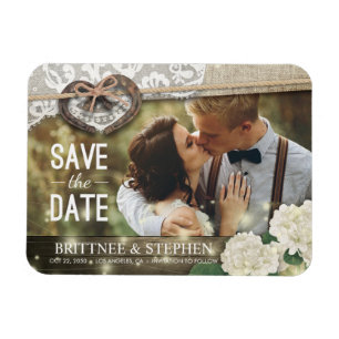 Horseshoes Hydrangea Wedding rettet das Date-Foto Magnet