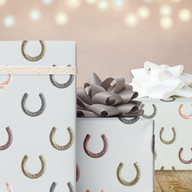Horseshos Gemusterter Pferderennfahrer Reittier Geschenkpapier (Stylish gift wrapping paper with horseshoes pattern)