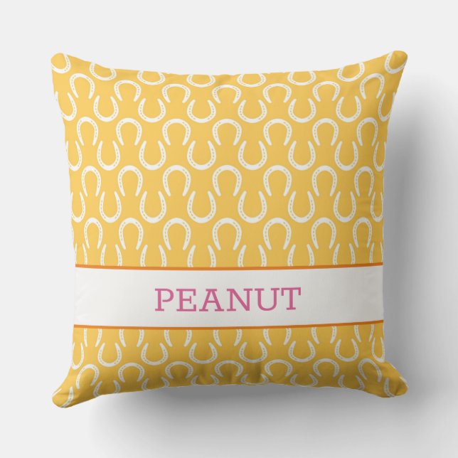 Horseshos PferdeNAME FOTO Keepake Gelb Kissen (Rückseite)