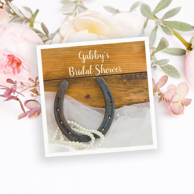 Horseshos und Perlen Western Brautparty Serviette (Von Creator hochgeladen)