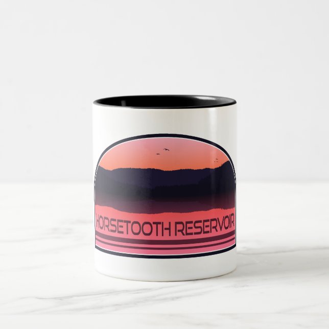 Horsetooth Reservoir Colorado Red Sunrise Zweifarbige Tasse (Mittel)