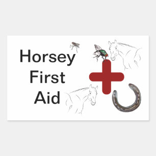 Horsey First Aid Rechteckiger Aufkleber