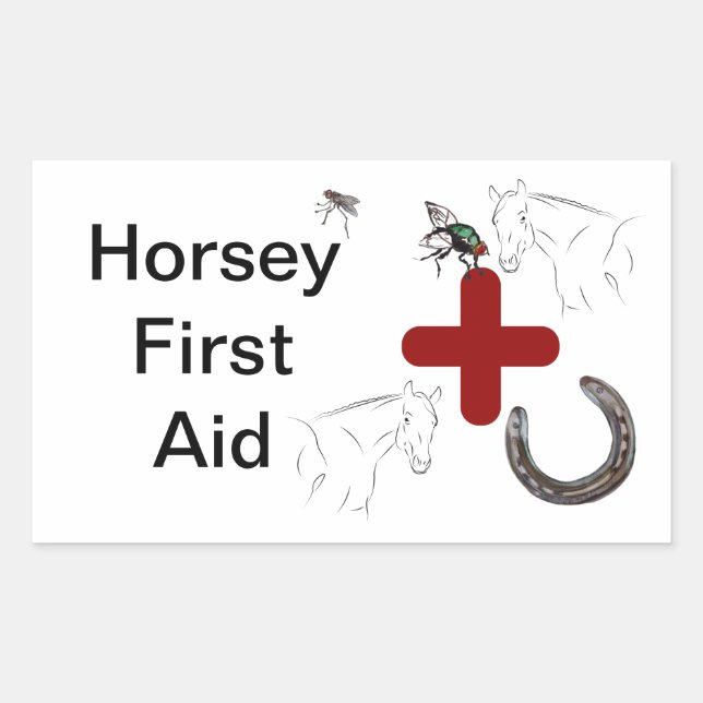Horsey First Aid Rechteckiger Aufkleber (Vorderseite)