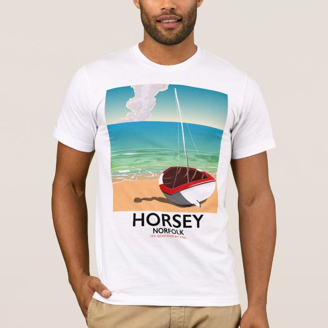 Horsey Norfolk Beach Reiseplakat T-Shirt (Vorderseite)
