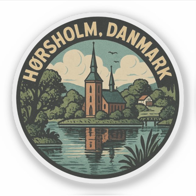 Hørsholm-Dänemark-Kirche Aufkleber (Vorderseite)