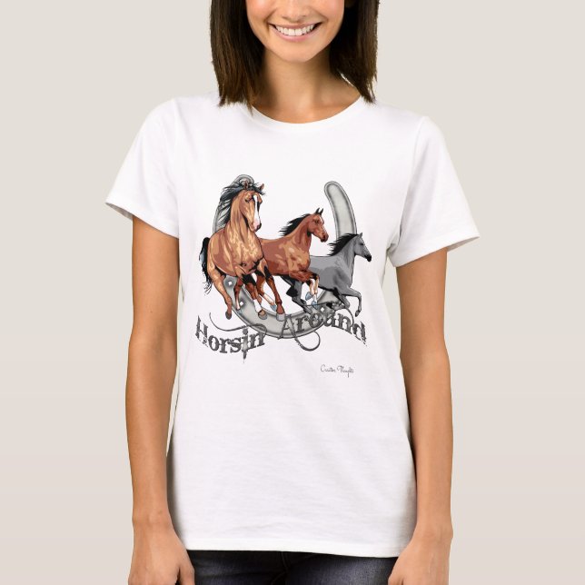 Horsin-Rund-Pferd-Lover-Getriebe T-Shirt (Vorderseite)
