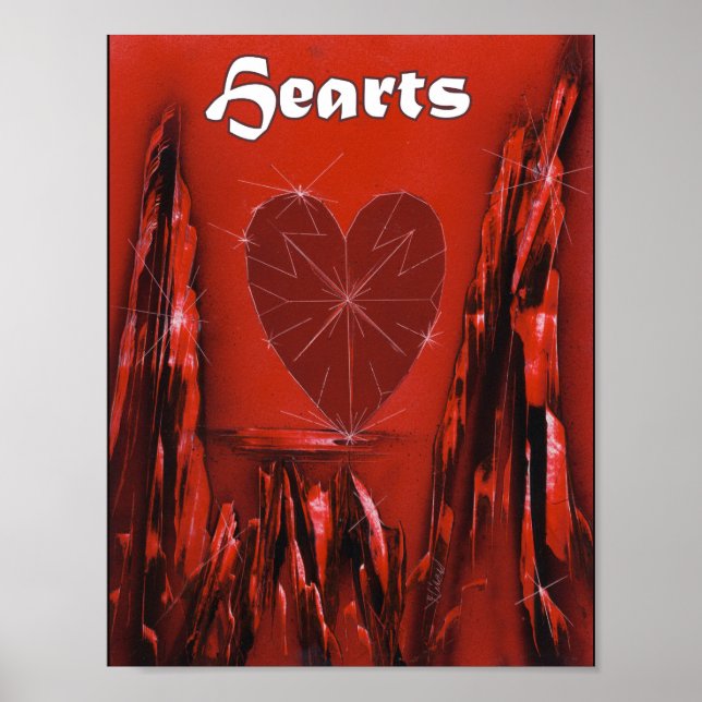 Hört Anzug Poker Spielkarten Poster (Vorne)