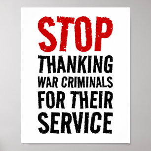 Hört auf Kriegsverbrechern für ihren Dienst zu dan Poster