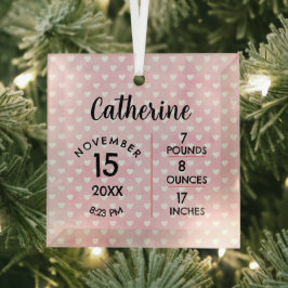 Hört auf rosa Birth Numbers Square Ornament Aus Glas