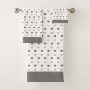 Hört auf silbergrauem und weißem Bath Handtuch Set