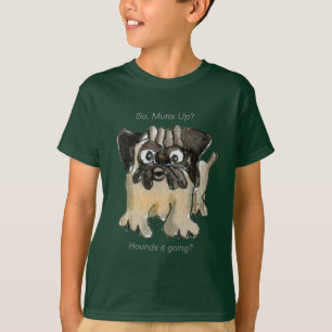 Hört es sich an? Cartoon Mops Dog Dark Kids T Shir T-Shirt