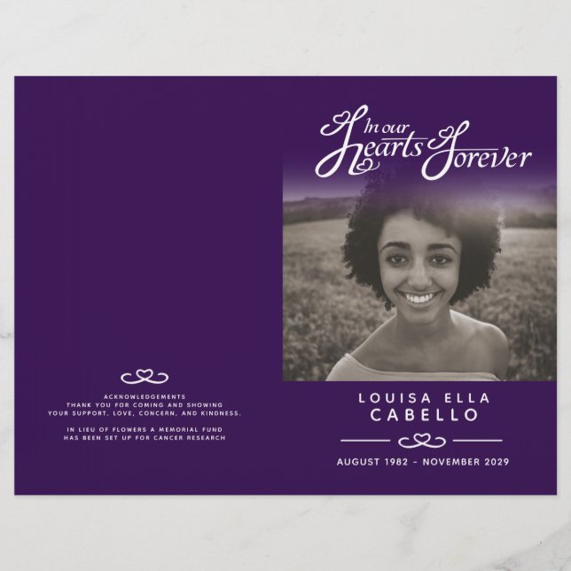 Hört ewig Beerdigung Programmordnung des Dienstes (Vorderseite)