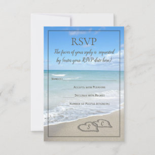 Hört im Sand Beach Wedding Monogram UAWG RSVP Karte