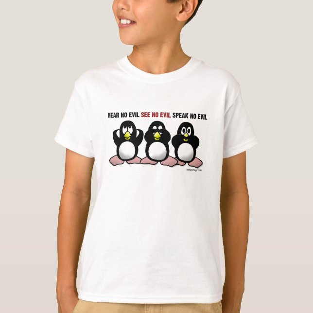 Hört keine bösen Pinguine T-Shirt (Vorderseite)