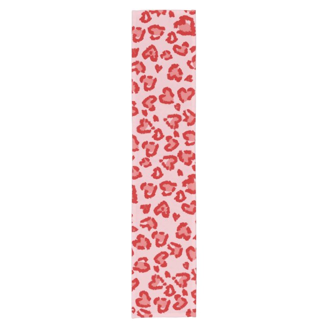Hört Leopard Muster in Rot auf Blush Kurzer Tischläufer (Vorderseite)