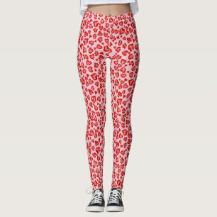 Hört Leopard Muster in Rot auf Blush Leggings
