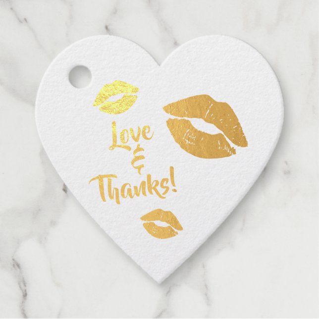 Hört und Küss Liebe und Danksagungsdatum Geschenkanhänger (Vorderseite)