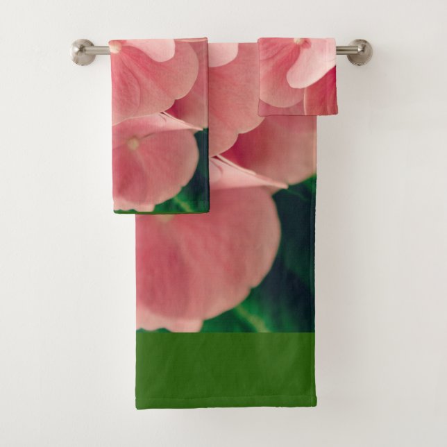 Hortensia Hydrangea rosa pastellfarbene Blume Badhandtuch Set (Insitu)