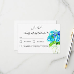 Hortensie Blaue Florale Rustikale Blumen Moderne R RSVP Karte
