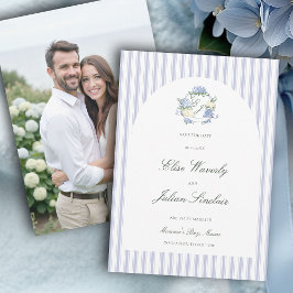 Hortensie Blaue Streifen Bogen Küstenfoto-Hochzeit Save The Date