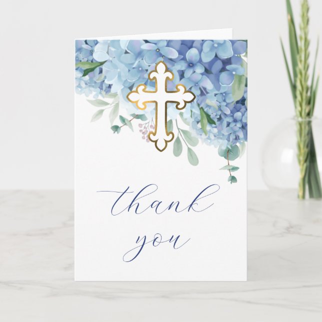 Hortensie Heiliges Kreuz Religiöse Danksagung Karte (Vorderseite)