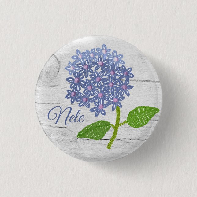 Hortensie, personalisiert button (Vorderseite)