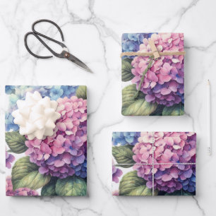 Hortensie Sommerblumen Blumengarten Geschenkpapier Set