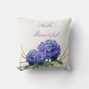 Hortensie und Gold Elegante Florale Personalisiert Kissen