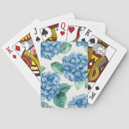 Hortensien-Blau-Blumen-Aquarell-Botanische Blüten Spielkarten