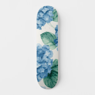 Hortensien-Blau Florale Wasserfarbe Botanische Blü Skateboard