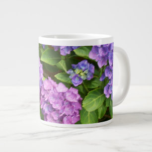 Hortensien, Blau, Rosa, Mauve, Grüne Blätter Jumbo-Tasse