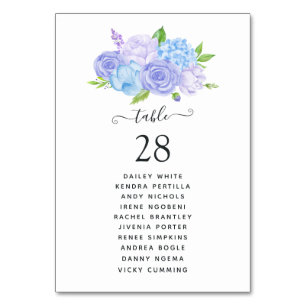 Hortensien Blau und Helllila Hochzeit Tischnummer