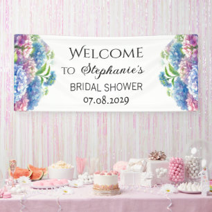 Hortensien Blaue Blumen Rustikale Brautparty Banner