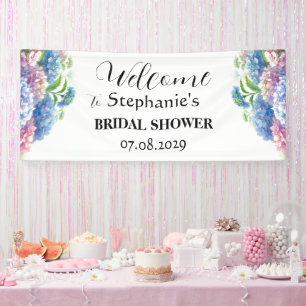 Hortensien Blaue Blumen Rustikale Brautparty Banner