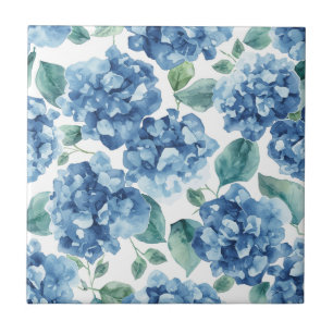Hortensien-Blues Wasserfarben-Blüten-Blumenmuste Fliese
