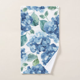 Hortensien-Blues | Wasserfarben-Blüten-Blumenmuste Handtuch