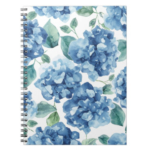 Hortensien-Blues Wasserfarben-Blüten-Blumenmuste Notizblock